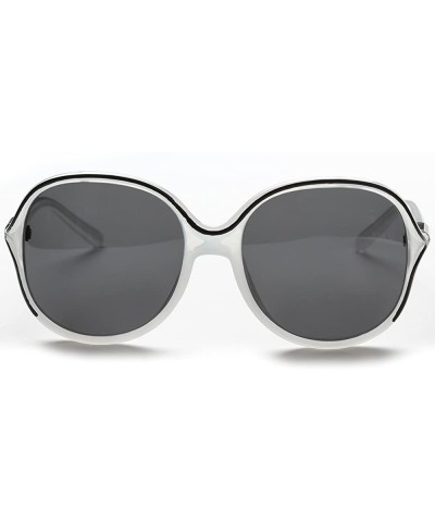Rectangular Women's Oversized Round Sunglasses Fashion Lightweight UV Protection PC Frame - Polarized White - CT17Y2HTTXD $12.20