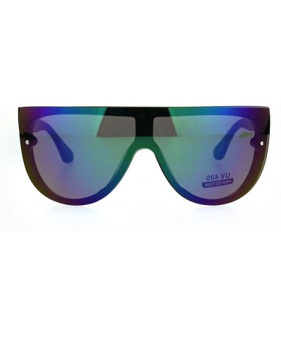 Shield Chic Designer Fashion Sunglasses Womens Flat Top Oval Trendy Shades UV 400 - Black (Teal Purple Mirror) - C6185NGGRZE ...