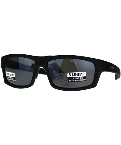 Rectangular Mens Xloop Classic Rectangular Warp Biker Style Sunglasses - Matte Black - C218866TGYW $11.83