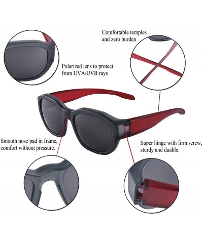 Rectangular Polarized Fit Over Glasses Sunglasses Wear Over Prescription Glasses for Women and Men - Grey - CU18UZD26Z5 $13.59