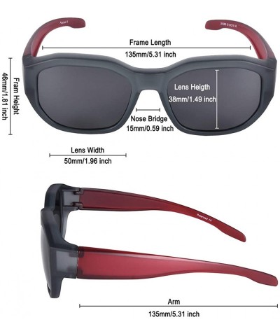 Rectangular Polarized Fit Over Glasses Sunglasses Wear Over Prescription Glasses for Women and Men - Grey - CU18UZD26Z5 $13.59