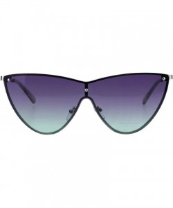 Oversized Womens Cateye Sunglasses Metal Rims Behind Ombre Color Lens UV 400 - Silver (Purple Green) - CX18Q7DSUCO $13.71