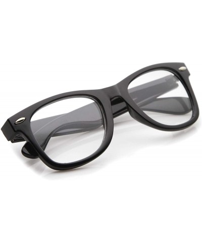 Square Classic Thick Square Clear Lens Horn Rimmed Eyeglasses 50mm - Black / Clear - CZ12MAFO1AR $7.59