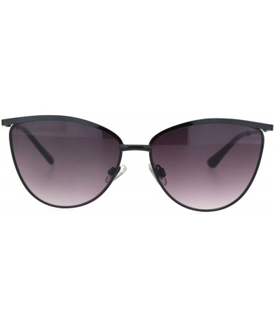 Cat Eye Womens Luxury Metal Rim Cat Eye Designer Fashion Sunglasses - Black Smoke - CI18OD2ATW8 $12.24