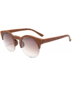 Goggle Women Round Vintage Semi-rimless Retro Sunglasses Glasses - Brown-1 - C4182S89GQH $12.06