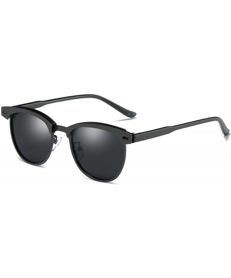 Mens Sunglasses Polarized Retro Classic Semi Rimless Sun Glasses for Women  Vintage UV400 Protection With Case - CB18C8OY73G