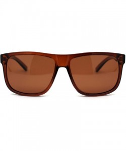 Rectangular Polarized Mens Oversize Hipster Horn Rim Plastic Sunglasses - All Brown - C818YZIW4HT $14.87