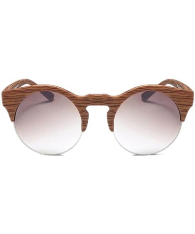 Goggle Women Round Vintage Semi-rimless Retro Sunglasses Glasses - Brown-1 - C4182S89GQH $12.06