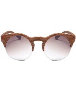 Goggle Women Round Vintage Semi-rimless Retro Sunglasses Glasses - Brown-1 - C4182S89GQH $12.06