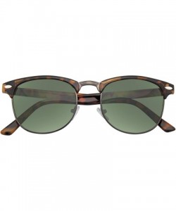 Semi-rimless Vintage Inspired Classic Half Frame Horned Rim Sunglasses - Tortoise Black - CS11HUWAFK7 $9.07