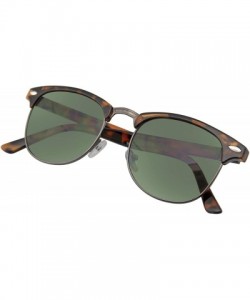 Semi-rimless Vintage Inspired Classic Half Frame Horned Rim Sunglasses - Tortoise Black - CS11HUWAFK7 $9.07
