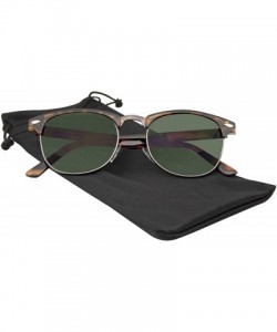 Semi-rimless Vintage Inspired Classic Half Frame Horned Rim Sunglasses - Tortoise Black - CS11HUWAFK7 $9.07