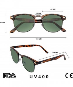 Semi-rimless Vintage Inspired Classic Half Frame Horned Rim Sunglasses - Tortoise Black - CS11HUWAFK7 $9.07