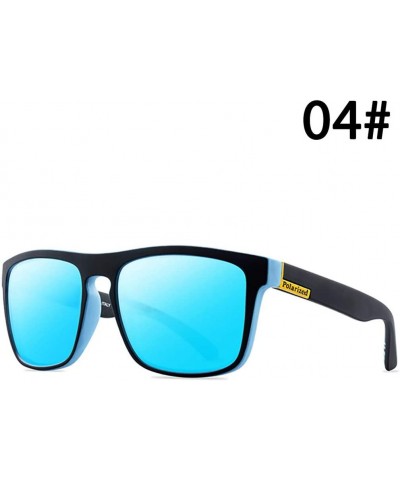 Square Sunglasses Men Women Mirror Polarized Glasses Driving Unisex Sun Glasses - Blue Lens - C8194OTR9WU $26.55
