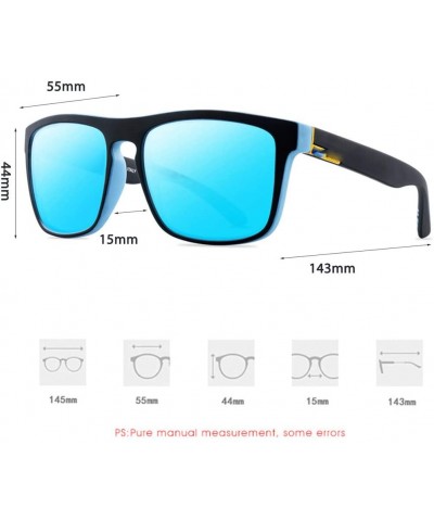 Square Sunglasses Men Women Mirror Polarized Glasses Driving Unisex Sun Glasses - Blue Lens - C8194OTR9WU $26.55