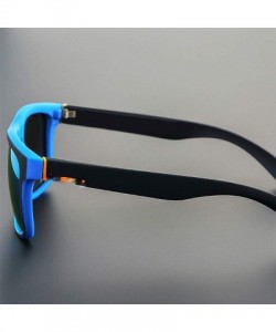Square Sunglasses Men Women Mirror Polarized Glasses Driving Unisex Sun Glasses - Blue Lens - C8194OTR9WU $26.55