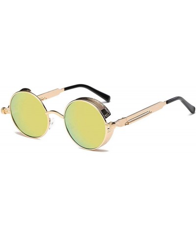 Round Metal Round Steampunk Sunglasses Men Women Fashion Glasses Retro Frame Vintage UV400 - 3 - C91984ZKYLX $35.15