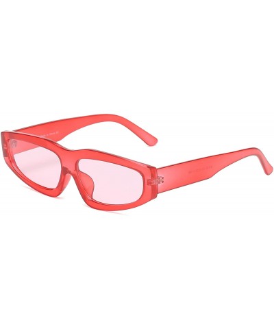 Oval Cat Eye Small Sunglasses Clear Tinted Lens Triangle Plastic Party Eyeglasses Women - Watermelon - CZ18STDTLS9 $27.98
