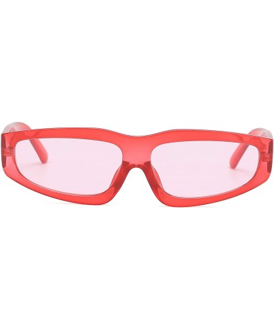 Oval Cat Eye Small Sunglasses Clear Tinted Lens Triangle Plastic Party Eyeglasses Women - Watermelon - CZ18STDTLS9 $16.32