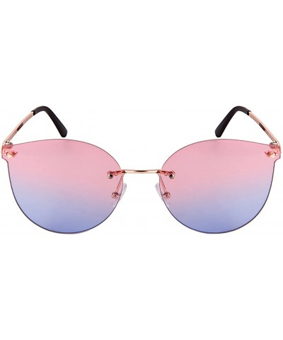 Rimless Rimless Cat Eye Sunnies with Flat Ocean Color Lens 23092-FLOCR - Rose Gold - CT1824XEA8K $10.82