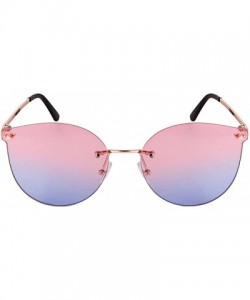 Rimless Rimless Cat Eye Sunnies with Flat Ocean Color Lens 23092-FLOCR - Rose Gold - CT1824XEA8K $10.82