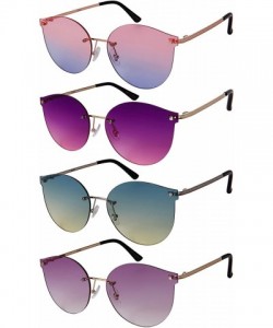 Rimless Rimless Cat Eye Sunnies with Flat Ocean Color Lens 23092-FLOCR - Rose Gold - CT1824XEA8K $10.82