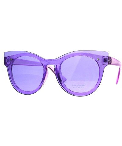 Cat Eye Womens Unique Exposed Panel Lens Cat Eye Horn Rim Keyhole Sunglasses - Purple - CT189INKLW6 $23.05