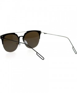 Wayfarer Mirrored Mirror Hipster Rimless Horn Rim Sunglasses - Black Blue - C312DST64I3 $12.27