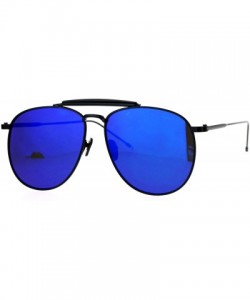 Aviator Retro Hipster Fashion Aviator Sunglasses Unisex Flat Style Metal Frame - Black (Blue Mirror) - CH187IGLMHO $11.24