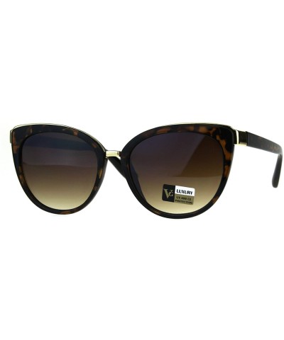 Cat Eye Womens Luxury Metal Brow Trim Oversize Cat Eye Designer Sunglasses - Tortoise Brown - C6180C9GYNX $22.89