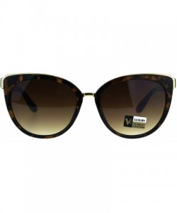 Cat Eye Womens Luxury Metal Brow Trim Oversize Cat Eye Designer Sunglasses - Tortoise Brown - C6180C9GYNX $8.89
