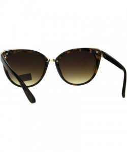 Cat Eye Womens Luxury Metal Brow Trim Oversize Cat Eye Designer Sunglasses - Tortoise Brown - C6180C9GYNX $8.89