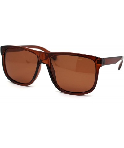 Rectangular Polarized Mens Oversize Hipster Horn Rim Plastic Sunglasses - All Brown - C818YZIW4HT $24.89