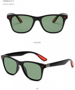 Square Polarized Sunglasses Classic Plastic Driving - Black Green - CQ190RAS0MW $30.76