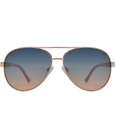 Aviator Womens Classic Aviator Sunglasses with Rhinestone Crystal - UV Protection - Coral + Blue Pink Lens - C31903X64HE $15.03