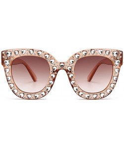 Oversized Womens Oversized Rhinestone Sunglasses Square Sun Glasses Women Accessories - Light Brown - CZ18EIKYXEZ $13.72