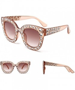 Oversized Womens Oversized Rhinestone Sunglasses Square Sun Glasses Women Accessories - Light Brown - CZ18EIKYXEZ $13.72