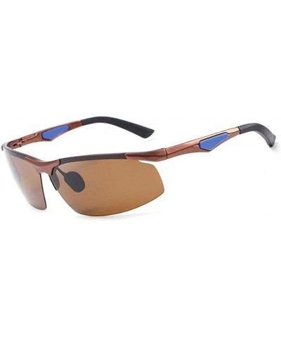 Rectangular Fashion Retro Biker Fishing Polarized Sunglasses for Men 3009 - Brown - C618ZXGYMC0 $16.84