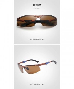 Rectangular Fashion Retro Biker Fishing Polarized Sunglasses for Men 3009 - Brown - C618ZXGYMC0 $16.84