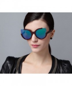 Round Womens Fashion Oversized Round Square Plastic Vintage Cut-Out Flash Mirror Lens Cat Eye Sunglasses - CE18QGLH8W0 $7.82