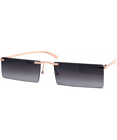 Rectangular Rimless Rectangular Frame Sunglasses Unisex Geometric Fashion Shades UV400 - Gold (Smoke) - CA1988YY2RH $11.13