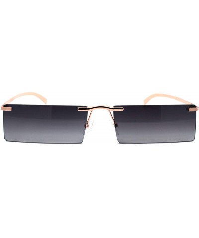 Rectangular Rimless Rectangular Frame Sunglasses Unisex Geometric Fashion Shades UV400 - Gold (Smoke) - CA1988YY2RH $11.13