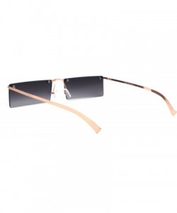 Rectangular Rimless Rectangular Frame Sunglasses Unisex Geometric Fashion Shades UV400 - Gold (Smoke) - CA1988YY2RH $11.13