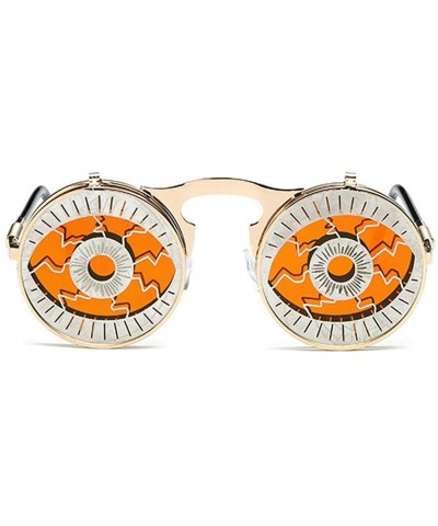 Round Vintage Flip Up Sunglasses Juniors John Lennon Style Circle Sun Glasses - Goldc16 - C218RN6L4I6 $29.16