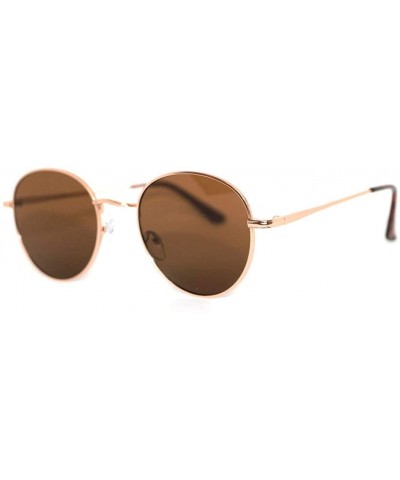 Round Round Metal Frame Sunglasses for Men Women - Brown - CY18WA9RRYS $31.84