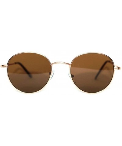 Round Round Metal Frame Sunglasses for Men Women - Brown - CY18WA9RRYS $32.94