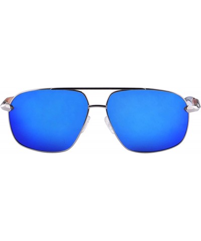 Oval Polarized Sunglasses Men's Metal Frame UV400 Glasses-SG15808182 - 1581 Silver&ebony/Redsandalwood - C818LU2EAS6 $12.27