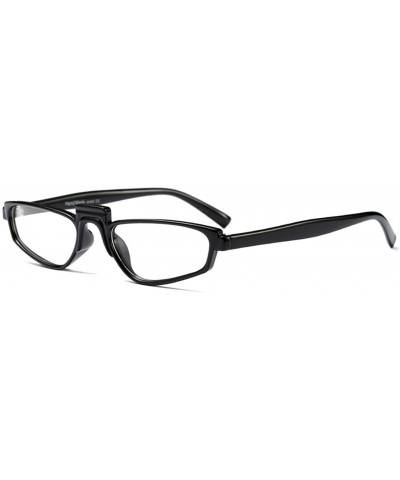 Square Small Narrow Rectangle Lady Sunglass - Black/Clear - C618DWKKZSU $10.56