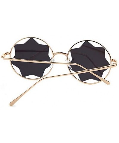 Rimless Round Sunglasses Trendy Unisex Glasses Star Mirrored Lens Circle Sunglasses - Gold Frame Green Lens - C118HG0R33A $27.72