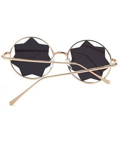 Rimless Round Sunglasses Trendy Unisex Glasses Star Mirrored Lens Circle Sunglasses - Gold Frame Green Lens - C118HG0R33A $10.44